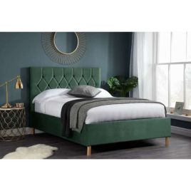 Stylish Loxley Ottoman Storage Green Fabric Bed - Small Double 4ft