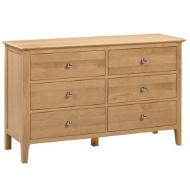 CLAPPEN Oak Finish Chest of Drawers - Large-sized, 6 Drawers, Double