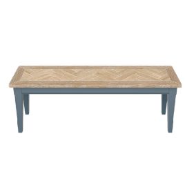 Ransley Oak Parquet Top 150cm Dining Bench - Blue