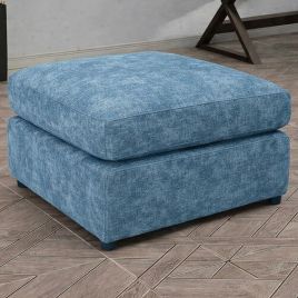 LORVANI Fabric Cushion Footstool - Sky Blue