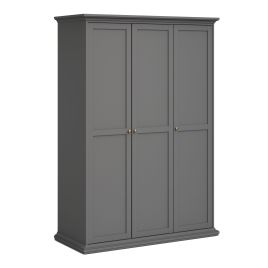PORTHOPE 3 Door Wardrobe Matt Grey - 138.8cm