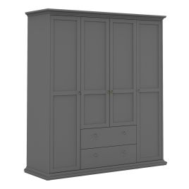 PORTHOPE 4 Door Wardrobe Matt Grey - 181.4cm