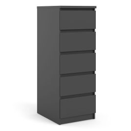 NANAIMO Black Chest of Drawers - Tallboy, Medium-sized, 5 Drawers