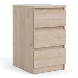 Bedside Table - NAIA 3 Drawer Nightstand Oak 40.4cm