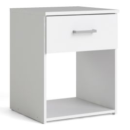 Bedside Table - SPACE 1 Drawer Nightstand White 37.6cm