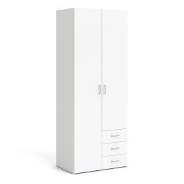 SUFFOLK Tall 2 Door Kids Wardrobe with 3 Drawers White - 77.6cm
