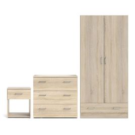 SUFFOLK 2 Door Wardrobe Set 3 Piece - Oak Finish