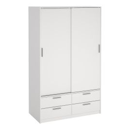 LACOSTE 2 Door Sliding Wardrobe with 4 Drawers White - 121.2cm