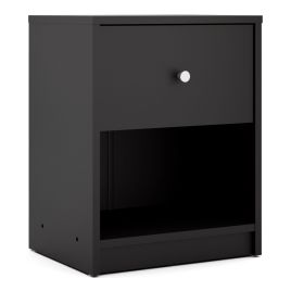 Bedside Table - MAY 1 Drawer Nightstand Black 37.9cm