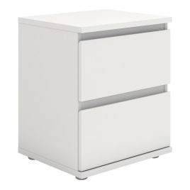 Bedside Table - NOVA 2 Drawer Nightstand White 40.2cm