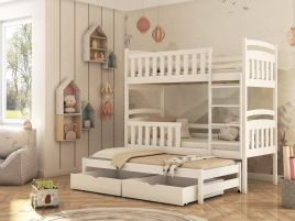 SALLY Wooden 2 Drawers Storage Double Bed with Trundle and Foam Mattress - White