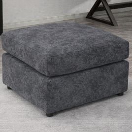 LORVANI Fabric Cushion Footstool - Dark Grey
