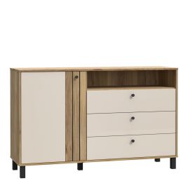 GABON 1 door with 3 Drawers Extra Large-sized Sideboard - Oak and Cream
