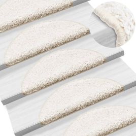 Stair Mats 15 Pieces 56x17x3 cm White Half Round