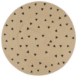 Handmade Rug Jute with Triangle Print 90 cm