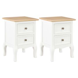 Bedside Table - NAKUSP 2 Piece Nightstand White 35cm