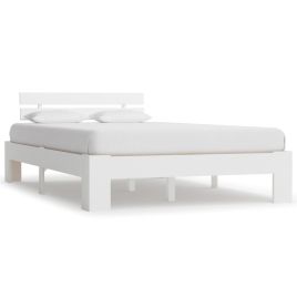 Bed Frame White Solid Pine Wood 140x200 cm