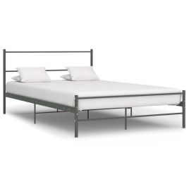 Bed Frame Grey Metal 160x200 cm