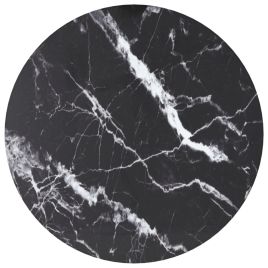 Table Top Black 30x0.8 cm Tempered Glass with Marble Design