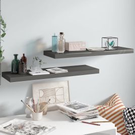 Floating Wall Shelves 2 Pieces High Gloss Grey 80x23.5x3.8 cm MDF