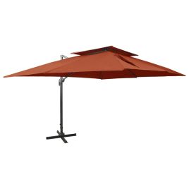 Cantilever Umbrella with Double Top Terracotta 400x300cm