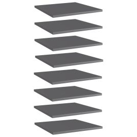 Bookshelf Boards 8 pcs High Gloss Grey 40x40x1.5 cm Engineered Wood