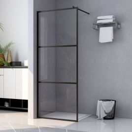 Walk-in Shower Wall with Clear ESG Glass Black 115x195 cm