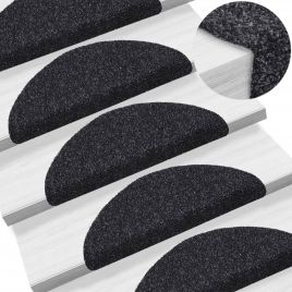 Self-adhesive Stair Mats 5 Pcs Black 56x17x3cm Needle Punch