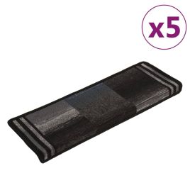 Stair Mats Self-adhesive 5 pcs 65x25 cm Black and Grey