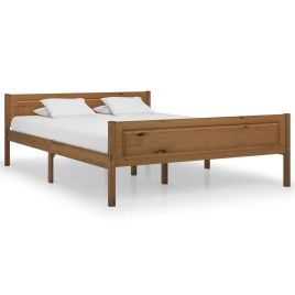 Bed Frame Solid Pinewood Honey Brown 140x200 cm