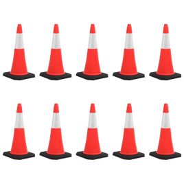 Reflective Traffic Cones with Heavy Bases 10 pcs 75 cm