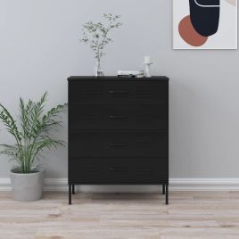 EWELINA Black Chest of Drawers - Medium-sized, 4 Drawers