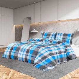 Duvet Cover Set Blue and Grey 260x240cm Cotton