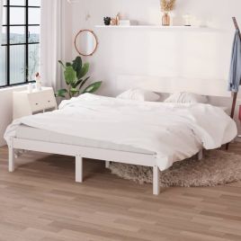 Bed Frame White Solid Wood Pine 140x200 cm