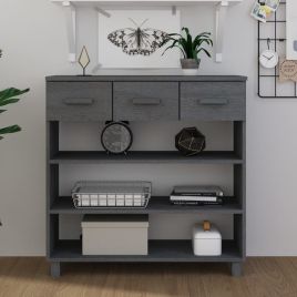 Console Table HAMAR Dark Grey 90x35x90 cm Solid Wood Pine
