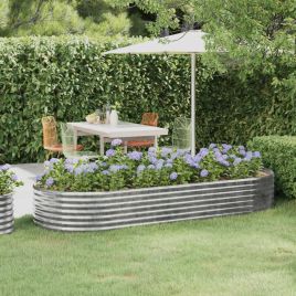 PRIFORD Garden Raised Bed Galvanised 249x100x36 cm Steel - Silver