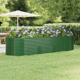 PRIFORD Garden Raised Bed Galvanised 322x100x68 cm Steel - Green