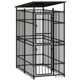Outdoor Dog Kennel with Roof Steel 1.84sqm