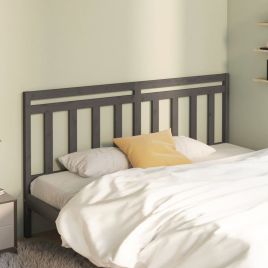Bed Headboard Grey 206x4x100cm Solid Wood Pine