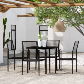 5 Piece Garden Dining Set Black