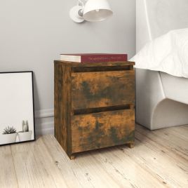Bedside Table - SALMON 2 Piece Nightstand Smoked Oak 30cm