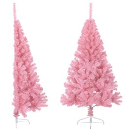 JOLYX Artificial Half Christmas Tree with Stand Pink 120 cm PVC