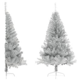 JOLYX Artificial Half Christmas Tree with Stand Silver 120 cm PET