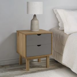 Bedside Cabinet OTTA Brown&Grey 46x39.5x57 cm Solid Wood Pine