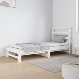 Pull-out Day Bed White 2x(90x190) cm Solid Wood Pine