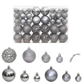 Roche Peche Christmas Baubles 100 pcs Grey 3 4 6cm