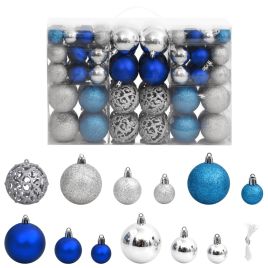Chena Faune Christmas Baubles 100 pcs Blue Silver 3 4 6cm