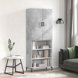 Highboard Concrete Grey 69.5x34x180 cm Engineered Wood