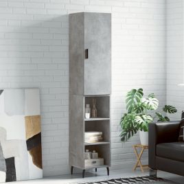 Highboard Concrete Grey 34.5x34x180 cm Engineered Wood