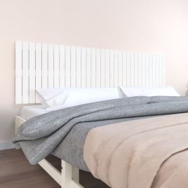Wall Headboard White 204x3x60cm Solid Wood Pine